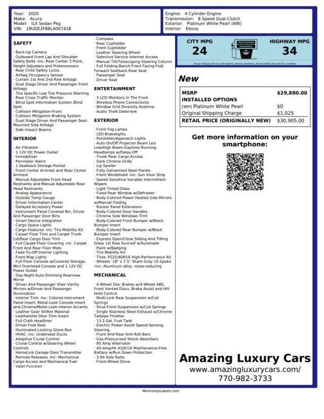 2020 Acura ILX Sedan w/Premium/A-Spec Pkg - 23072830 - 21