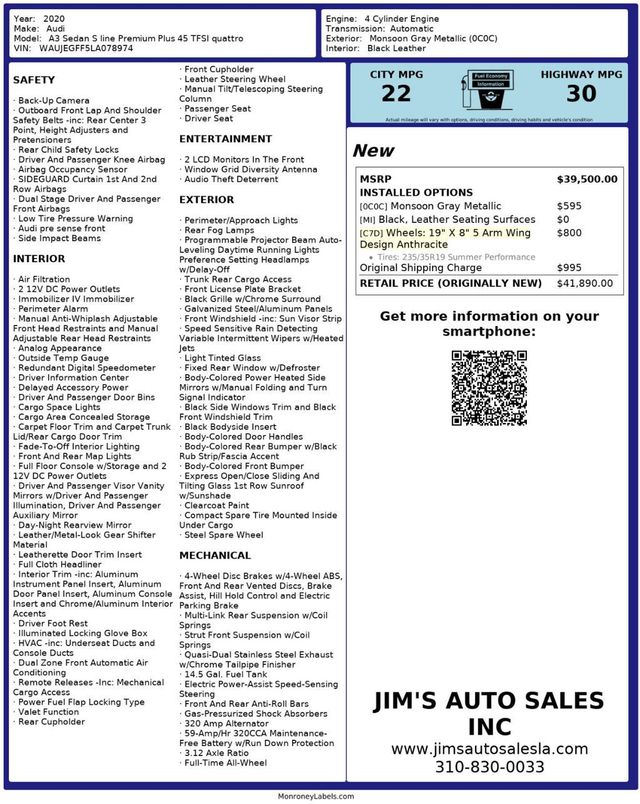 2020 Audi A3 Sedan S line Premium Plus 45 TFSI quattro - 22897350 - 6