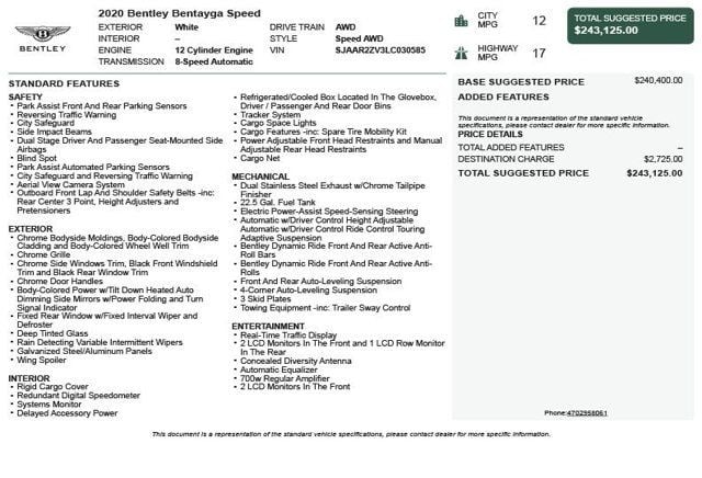 2020 Bentley Bentayga Speed AWD - 22981439 - 2