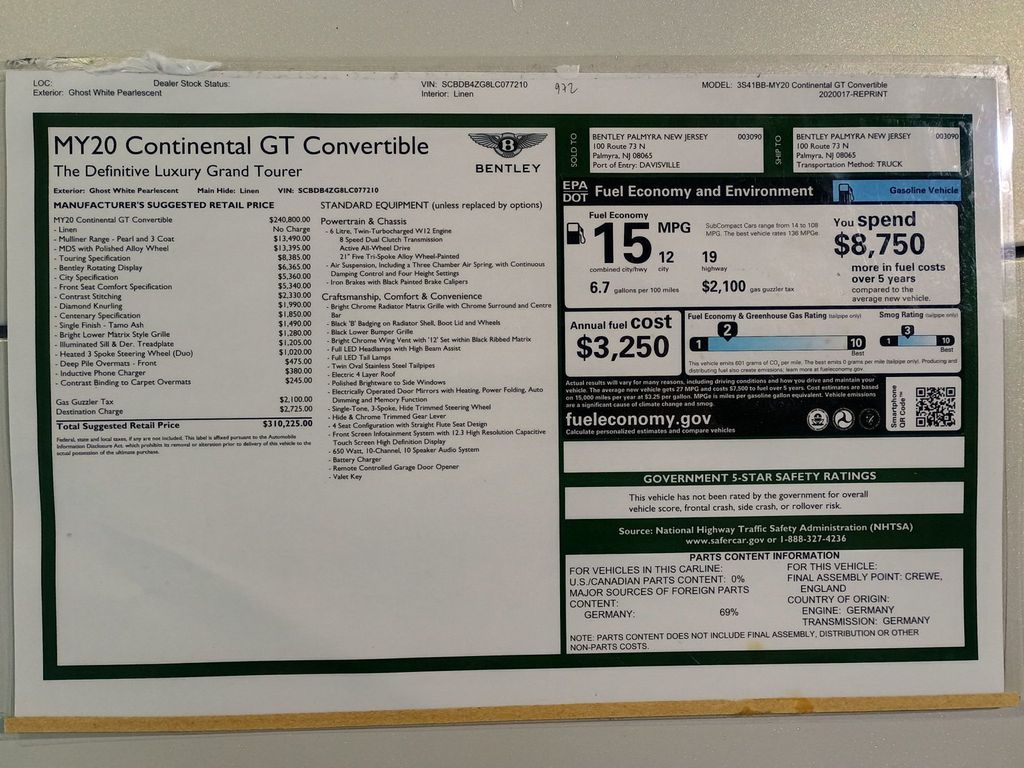 2020 Bentley Continental GT First Edition Convertible 1 Owner Clean Carfax - 22976981 - 56