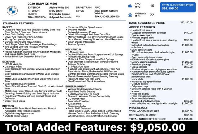 2020 BMW X5 M50i Sports Activity Vehicle - 22951100 - 2