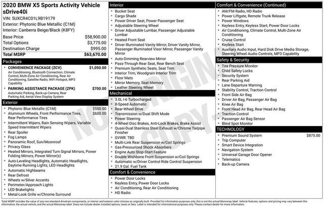 2020 BMW X5 sDrive40i Sports Activity Vehicle - 23042293 - 5