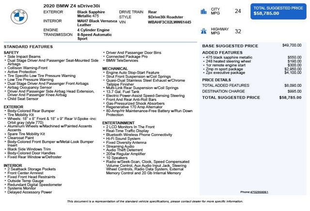 2020 BMW Z4 sDrive30i Roadster - 22993527 - 2