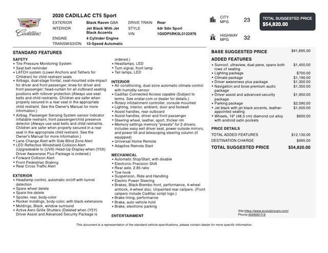 2020 Cadillac CT5 4dr Sedan Sport - 23029638 - 2