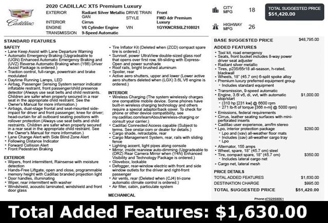 2020 Cadillac XT5 FWD 4dr Premium Luxury - 22971895 - 2