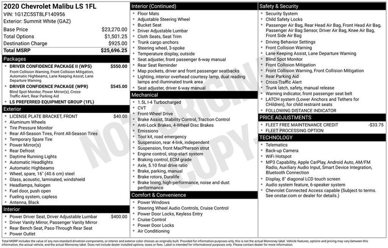 2020 Chevrolet Malibu LS - 23010617 - 5