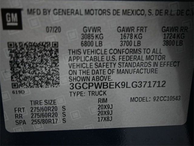 2020 Chevrolet Silverado 1500 2WD Crew Cab 147" Custom - 22933629 - 3