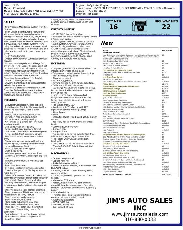 2020 Chevrolet Silverado 1500 4x4 Crew Cab RST All Star Edition Z71 Off Road Package - 23026531 - 9
