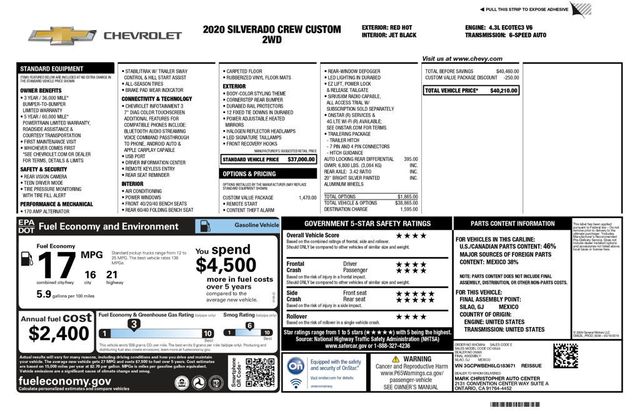 2020 Chevrolet Silverado 1500 Crew Cab Custom Value Package  - 22996828 - 6