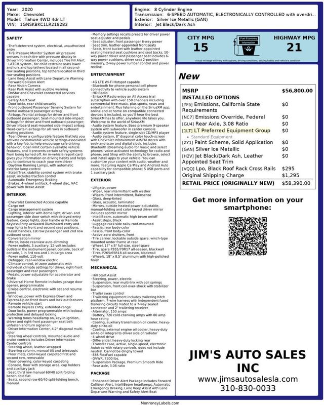 2020 Chevrolet Tahoe 4WD LT Enhanced Driver Alert Package - 22982889 - 7