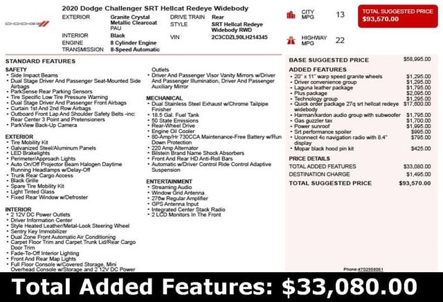 2020 Dodge Challenger SRT Hellcat Redeye Widebody RWD - 22977895 - 2