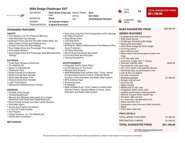 2020 Dodge Challenger SXT RWD - 22999912 - 3