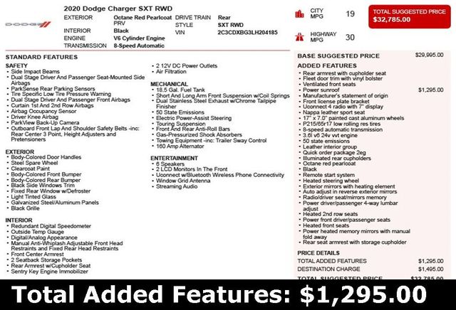 2020 Dodge Charger SXT RWD - 22957762 - 2