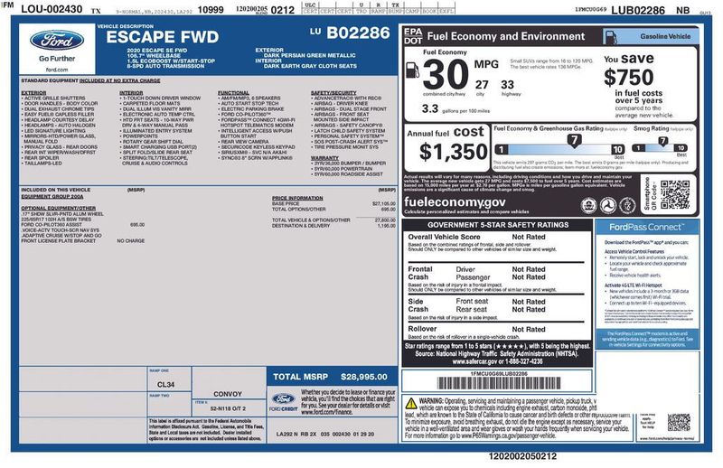 2020 Ford Escape SE FWD - 23008507 - 5