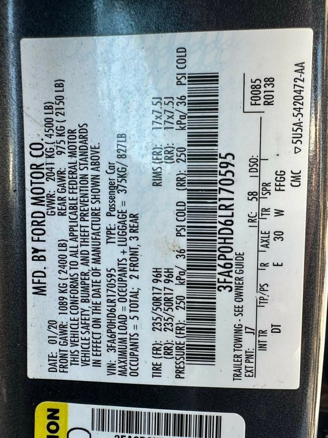 2020 Ford Fusion SE FWD - 23067561 - 35