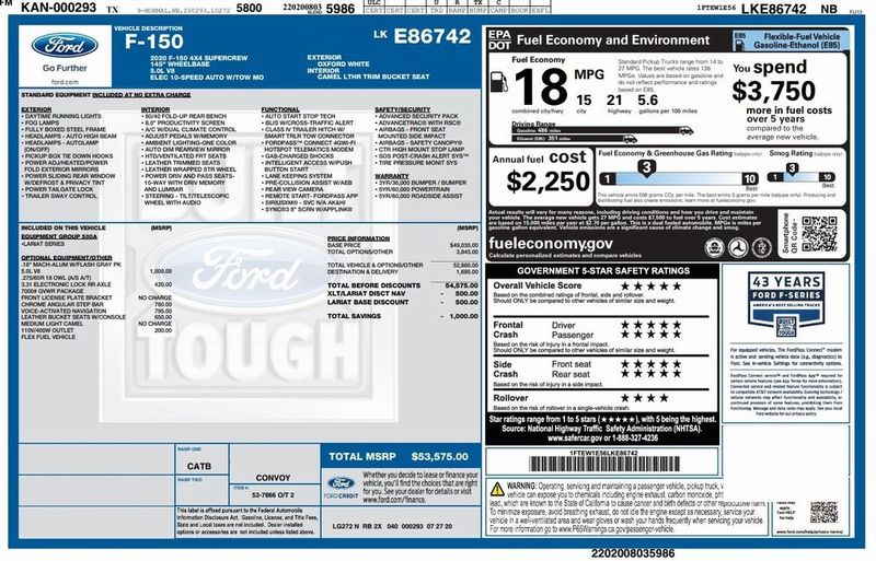 2020 Ford F-150 LARIAT 4WD SuperCrew 5.5' Box - 22671499 - 13