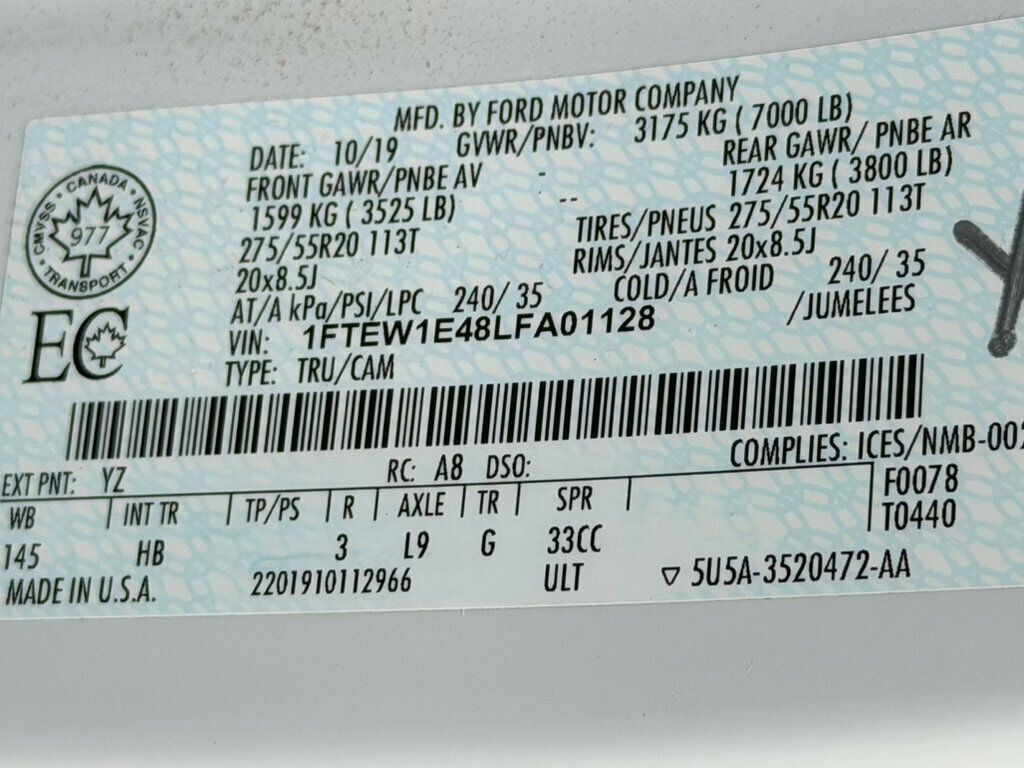 2020 Ford F-150 LARIAT 4WD SuperCrew 5.5' Box - 23029935 - 53