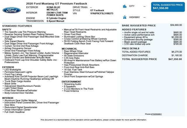 2020 Ford Mustang GT Premium Fastback - 22986438 - 2