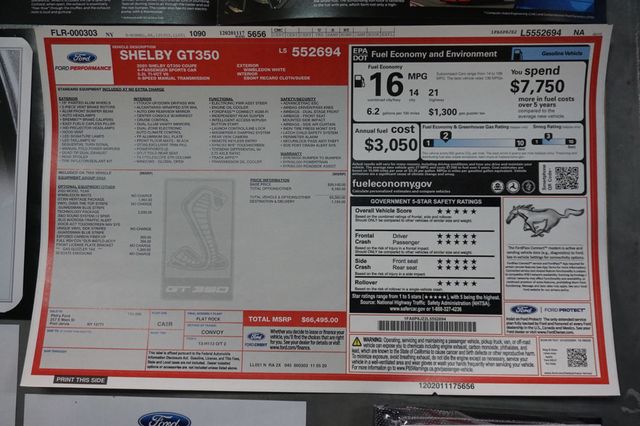 2020 Ford Mustang *Shelby GT350* *Heritage Package* *6spd Manual* *Only 49 Miles*  - 22948845 - 11