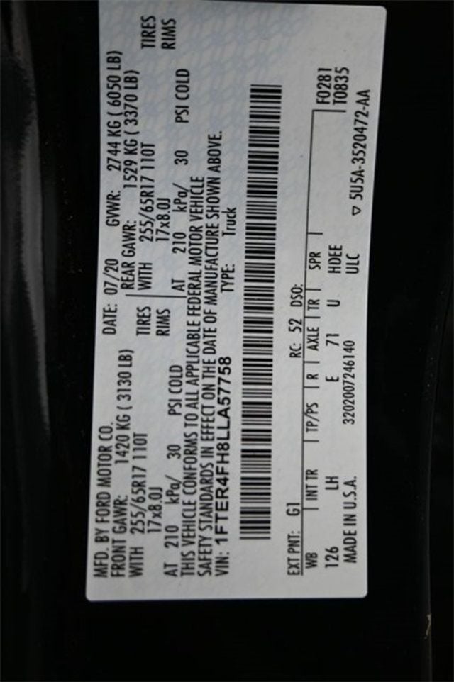 2020 Ford Ranger XL 4WD SuperCrew 5' Box - 22887425 - 3