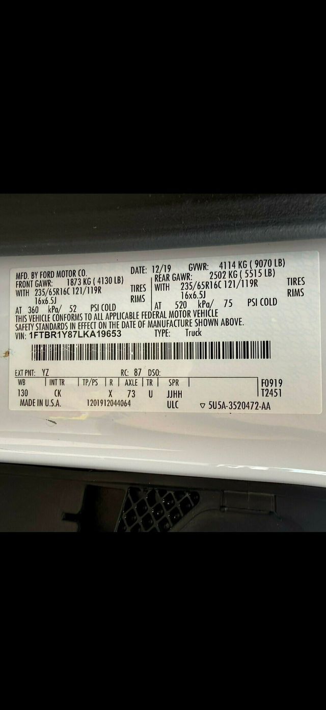 2020 Ford Transit Cargo Van T-250 130" Low Rf 9070 GVWR RWD - 23013554 - 45