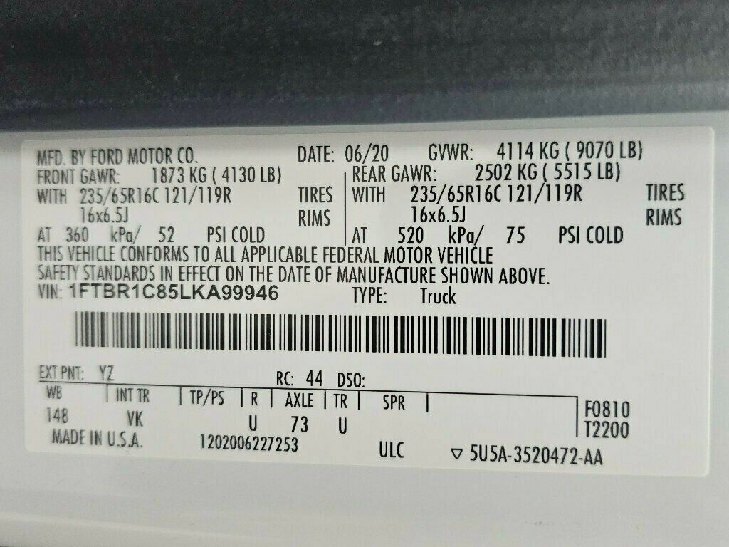 2020 Ford Transit Cargo Van T-250 148" Med Rf 9070 GVWR RWD - 22929555 - 32