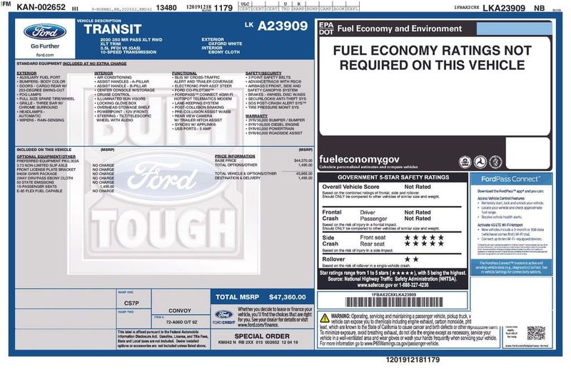 2020 Ford Transit Passenger Wagon T-350 148" Med Roof XLT RWD - 22993825 - 5