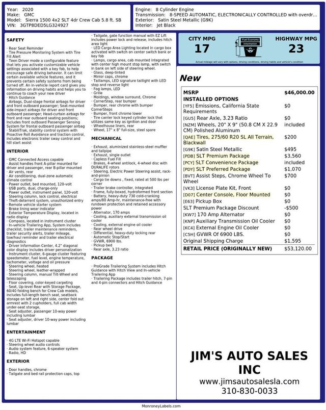2020 GMC Sierra 1500 Crew Cab SLT Premium Package Rough Country Suspension Lift - 23100099 - 9