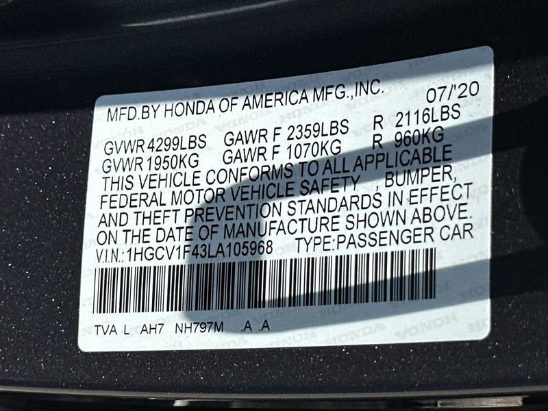 2020 Honda Accord Sedan EX 1.5T CVT - 23019451 - 21