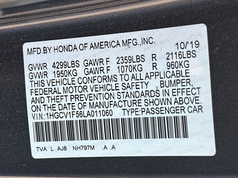2020 Honda Accord Sedan EX-L 1.5T CVT - 23023338 - 21