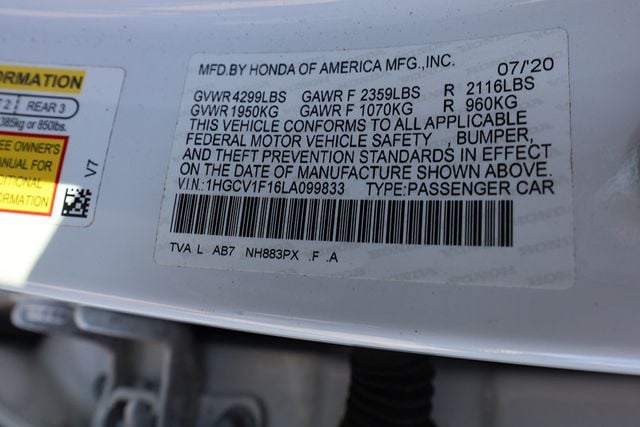 2020 HONDA Accord Sedan LX 1.5T CVT - 22973408 - 32