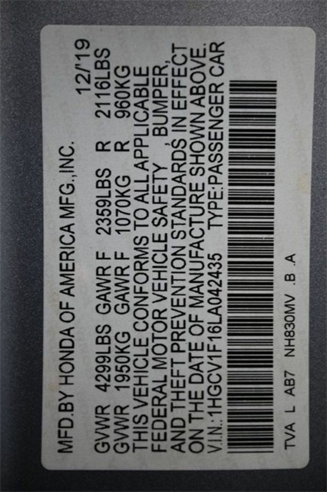 2020 Honda Accord Sedan LX 1.5T CVT - 22986692 - 7