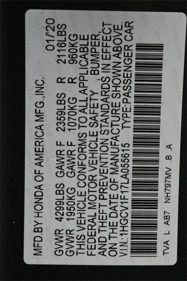 2020 Honda Accord Sedan LX 1.5T CVT - 22987320 - 8