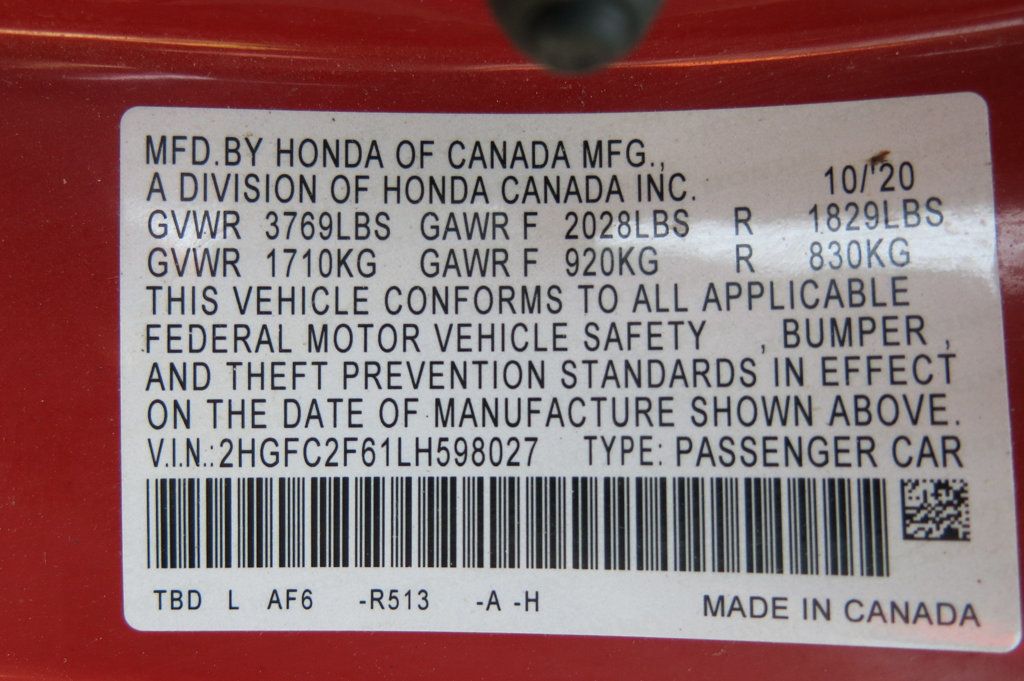 2020 Honda Civic Sedan LX CVT - 22902110 - 35