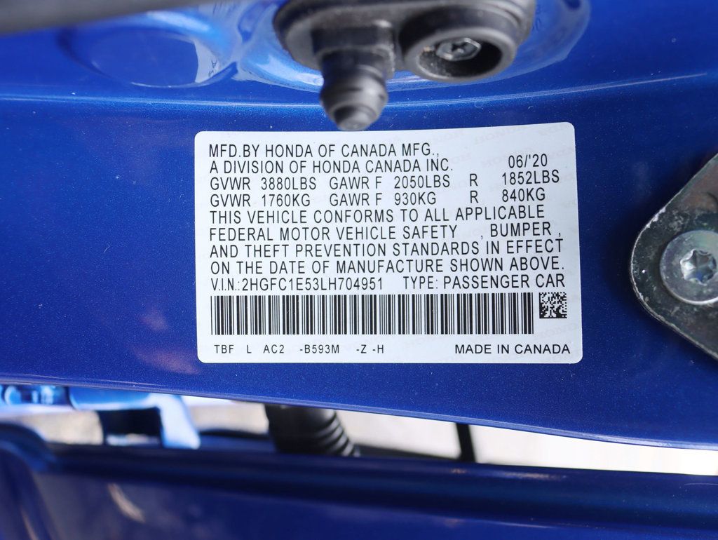 2020 Honda Civic Si Sedan Manual - 22999025 - 31