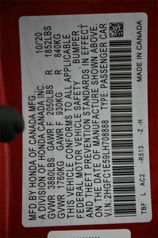 2020 Honda Civic Si Sedan Manual - 22910958 - 3