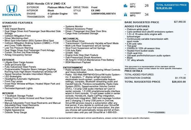 2020 Honda CR-V EX 2WD - 23040910 - 2