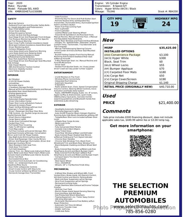 2020 Hyundai Palisade SEL AWD W/ CONVENIENCE PKG - 22976983 - 15