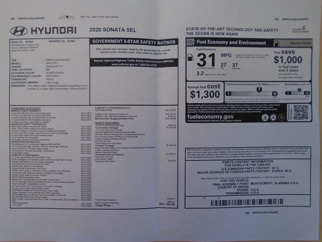 2020 Hyundai Sonata SEL 2.5L - 22954517 - 49