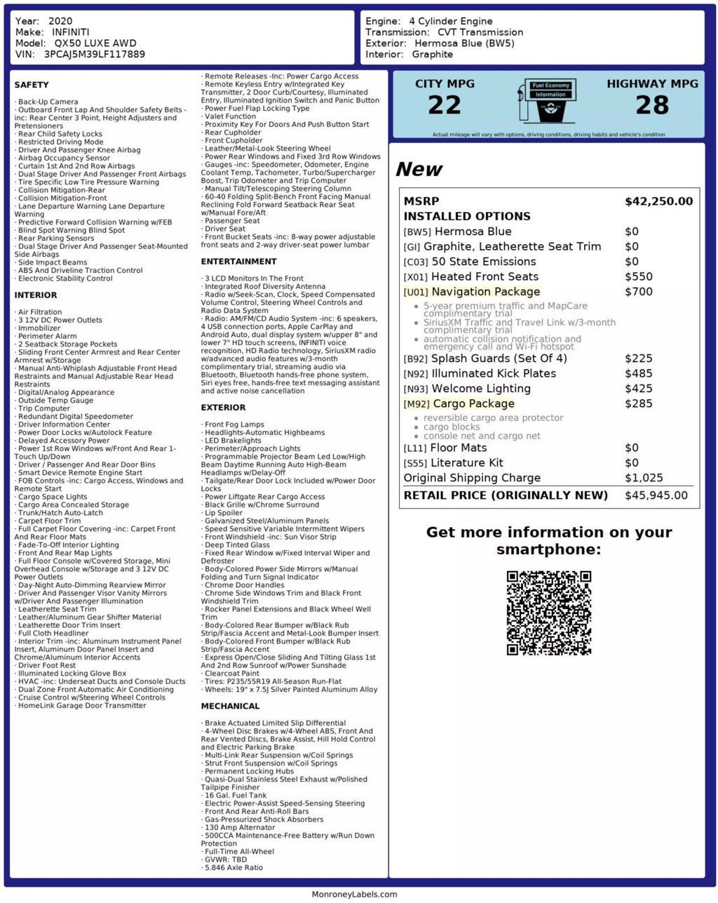 2020 INFINITI QX50 LUXE AWD - 22778510 - 35