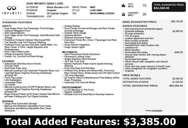 2020 INFINITI QX60 LUXE AWD - 22865199 - 2