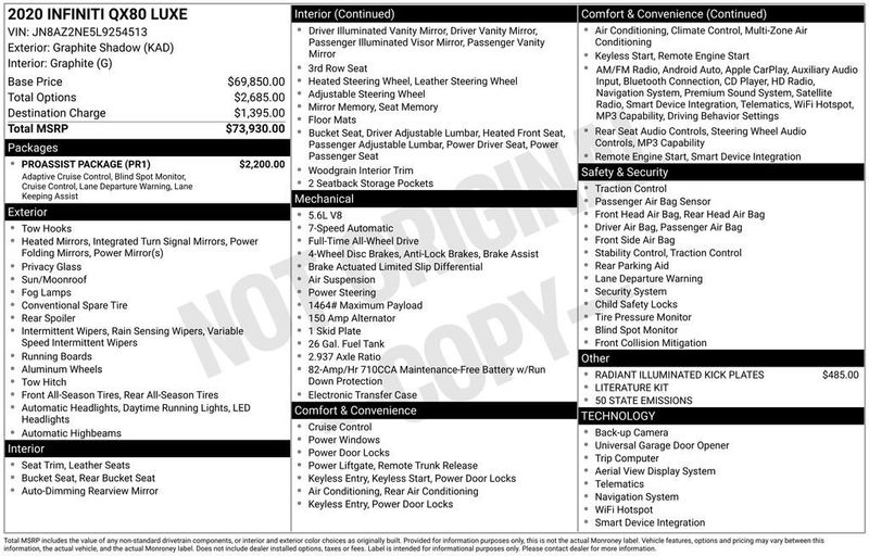 2020 INFINITI QX80 LUXE AWD - 22962363 - 5