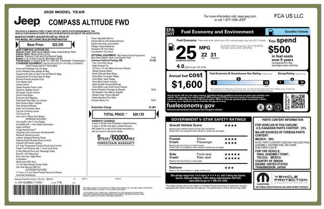 2020 Jeep Compass Altitude Customer Preffered Package - 22999419 - 6