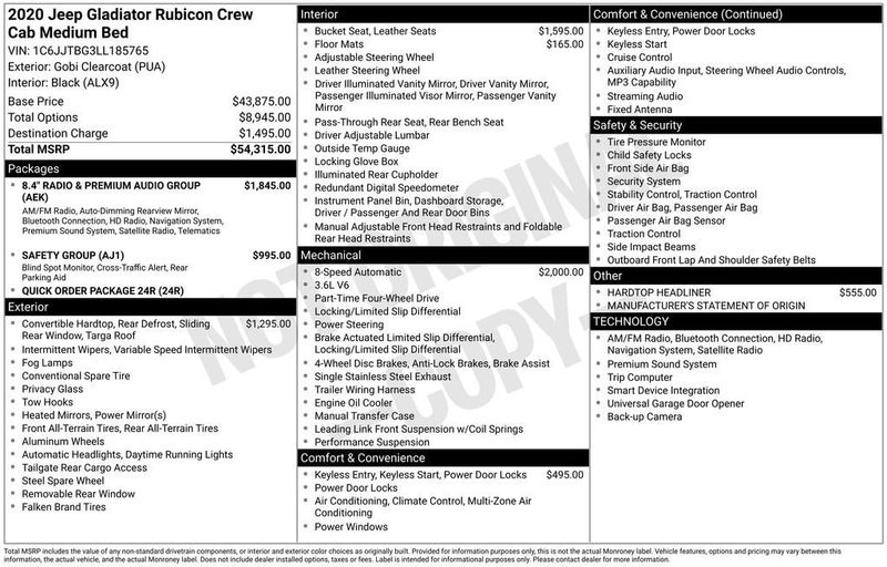 2020 Jeep Gladiator Rubicon 4x4 - 22962524 - 5