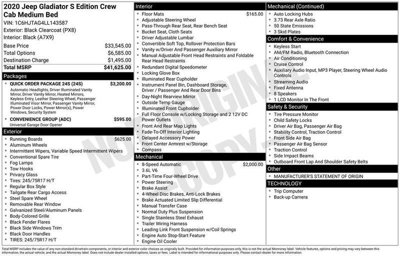 2020 Jeep Gladiator Sport - 22952149 - 5