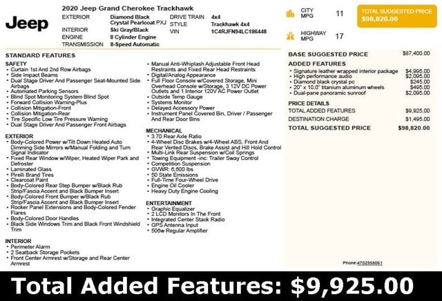 2020 Jeep Grand Cherokee Trackhawk 4x4 - 22964987 - 2