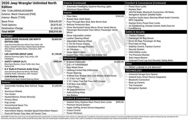 2020 Jeep Wrangler Unlimited North Edition 4x4 - 22963771 - 5