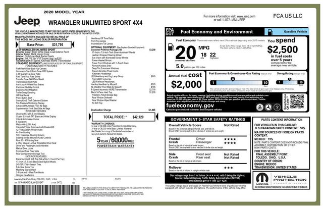 2020 Jeep Wrangler Unlimited Sport S 4X4 17" TIS Wheels 33" TISTires - 23004325 - 7