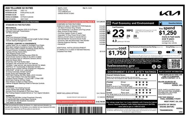 2020 Kia Telluride SX Brand New Tires - 22890864 - 7