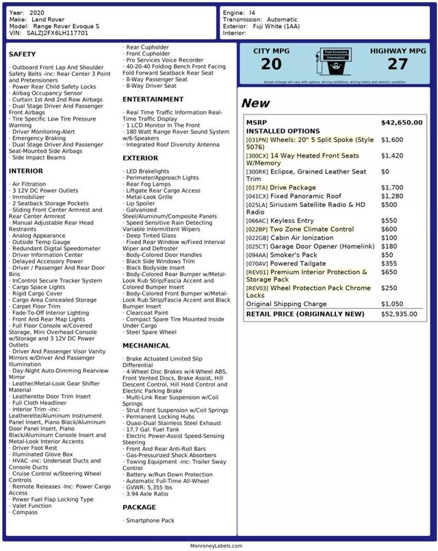 2020 Land Rover Range Rover Evoque P250 S - 22796114 - 30